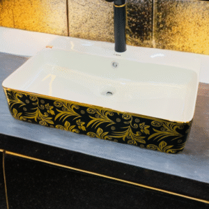 Imported Black & Gold Ceramic Art Vanity Bowl