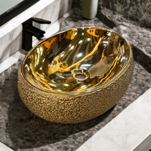 Golden Ceramic Countertop Wash Basin